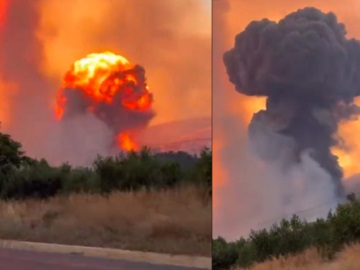 Τρομακτικές εκρήξεις σε αποθήκες πυρομαχικών της Πολεμικής Αεροπορίας στη Νέα Αγχίαλο - Ζώνη απαγόρευσης κυκλοφορίας 3 χιλιόμετρα από το σημείο (Βίντεο)