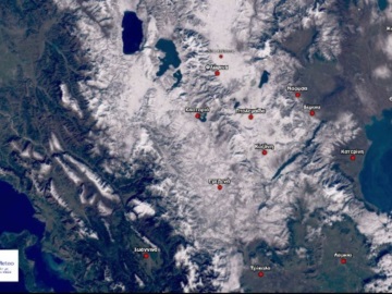 Δορυφορική απεικόνιση της χιονοκάλυψης στη δυτική και κεντρική Μακεδονία